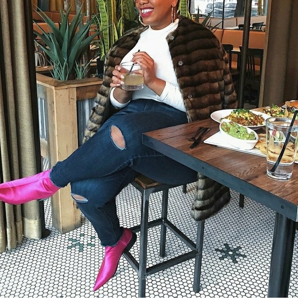 ZARA ankle hot pink satin boots size 37 - Picture 3 of 8